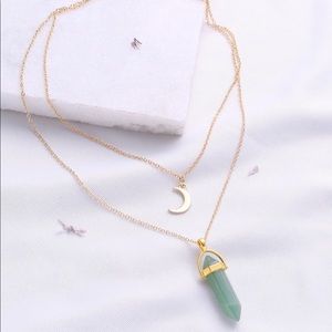 Casual Two Layer Moon Pendent Necklace